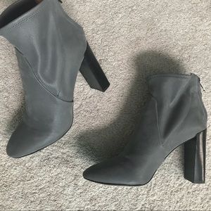 BR grey suede booties 3 1/2 in heel